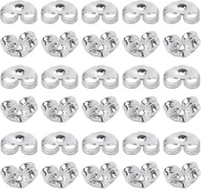 30Pcs/15 Pairs 925 Sterling Silver Earring Backs Replacement Secure Ear Lockings
