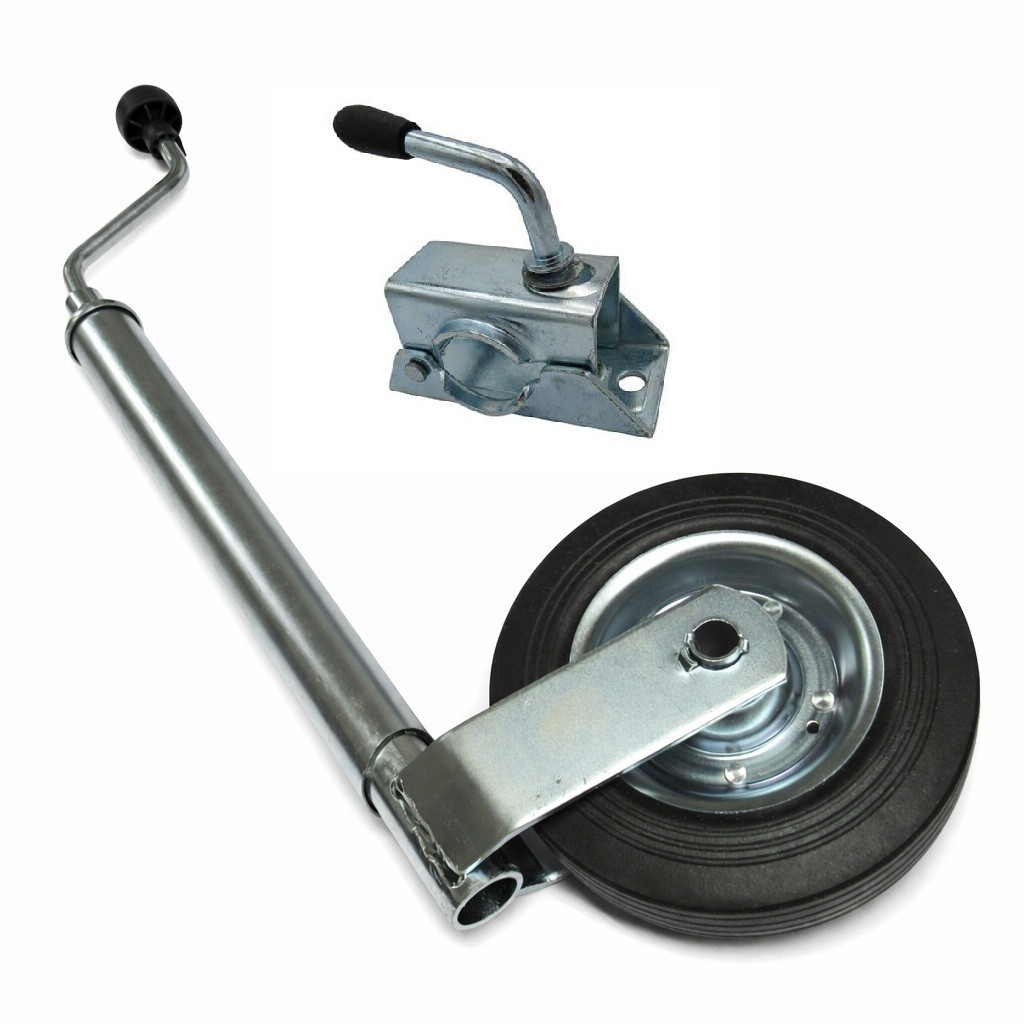 Heavy Duty Caravan Jockey Wheel & Clamp 42MM (Trailer Metal Rim Wind Up Handle)