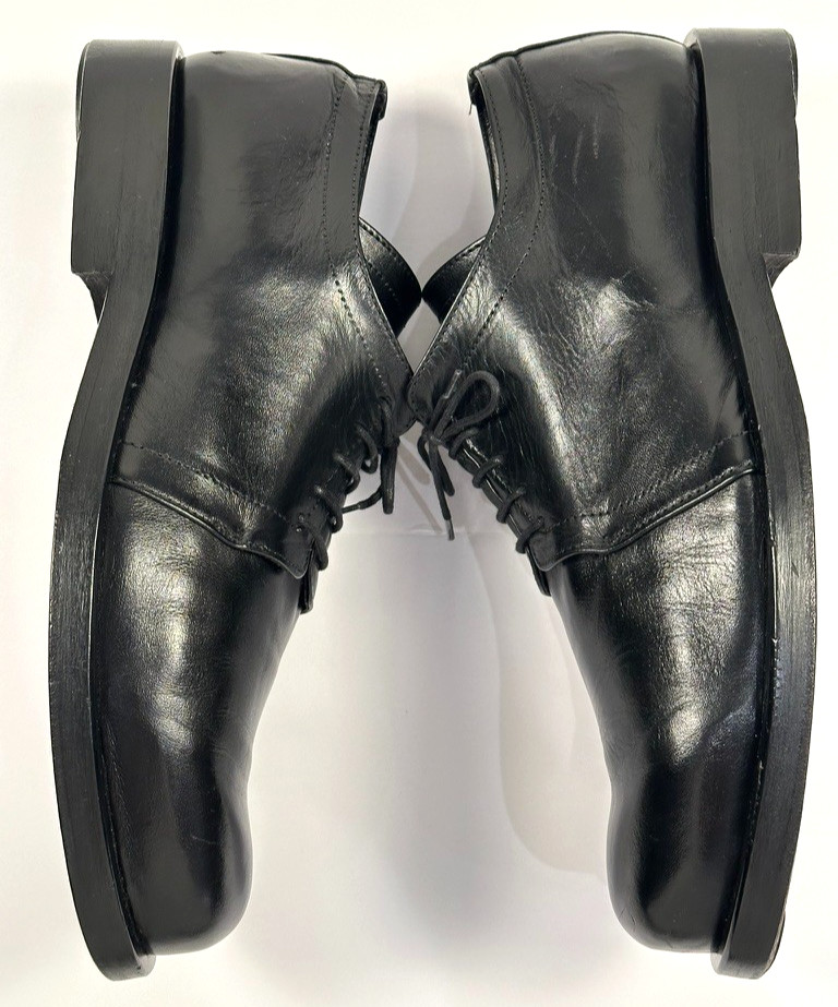 VINTAGE 90'S DIRK BIKKEMBERGS BLACK LEATHER EXTRA WID… - Gem