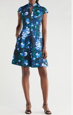 Vince Camuto Floral Dress, 8 - Timeless Cut Cap Sleeve + Pockets - EUC