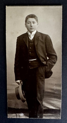 CDV Foto Junge mit Hut Atelier Samson & Co Essen Ruhr (C2109)