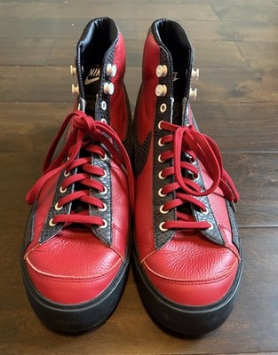 Nike Men s Blazer Mid 77 Red/Black Leather High Top Shoes Sz13.5 NEW FV9522-900