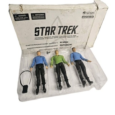 Art Asylum Star Trek TOS Wave 1 Kirk Spock McCoy Figures 2003 Open Box Read