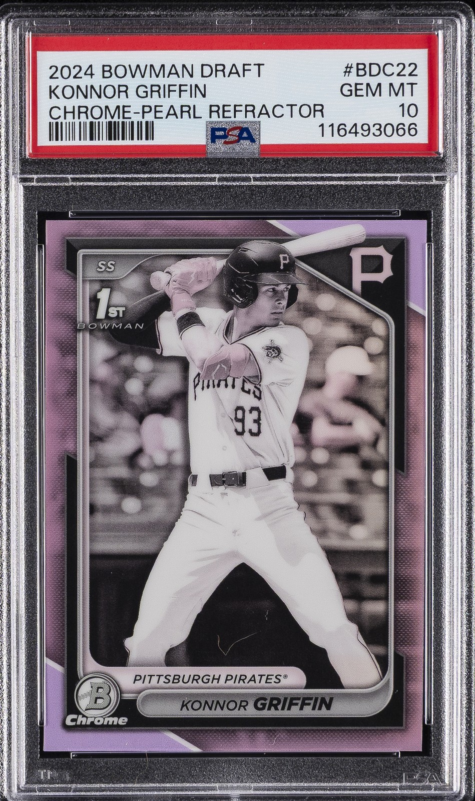 2024 BOWMAN DRAFT CHROME-PEARL REFRACTOR #BDC22 KONNOR GRIFFIN PSA 10