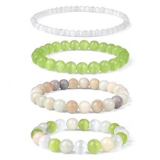 4Pcs Natural Stone Beaded Healing Bracelet for Women Men Gemstone Jewelry Set