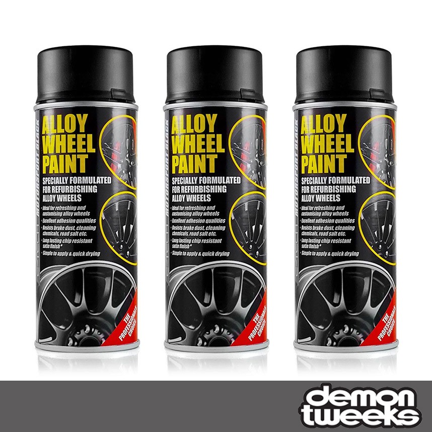 3 x E-Tech Alloy Wheel Spray Paint (400ml Aerosol) - Motorsport Black
