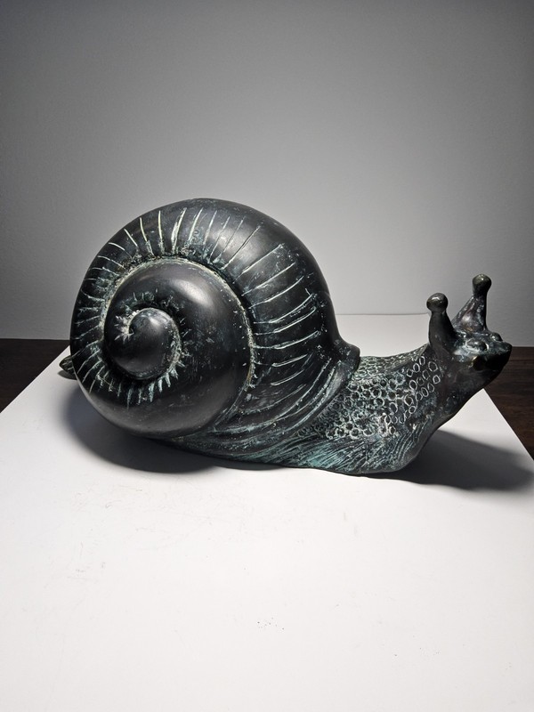 Vintage Used Bronze Snail Sculpture Figurine 13"×6"×6" 5.8lb