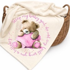 Baby Girl Bear Handmade Fleece Throw Blanket 50x60 Home Couch Blanket