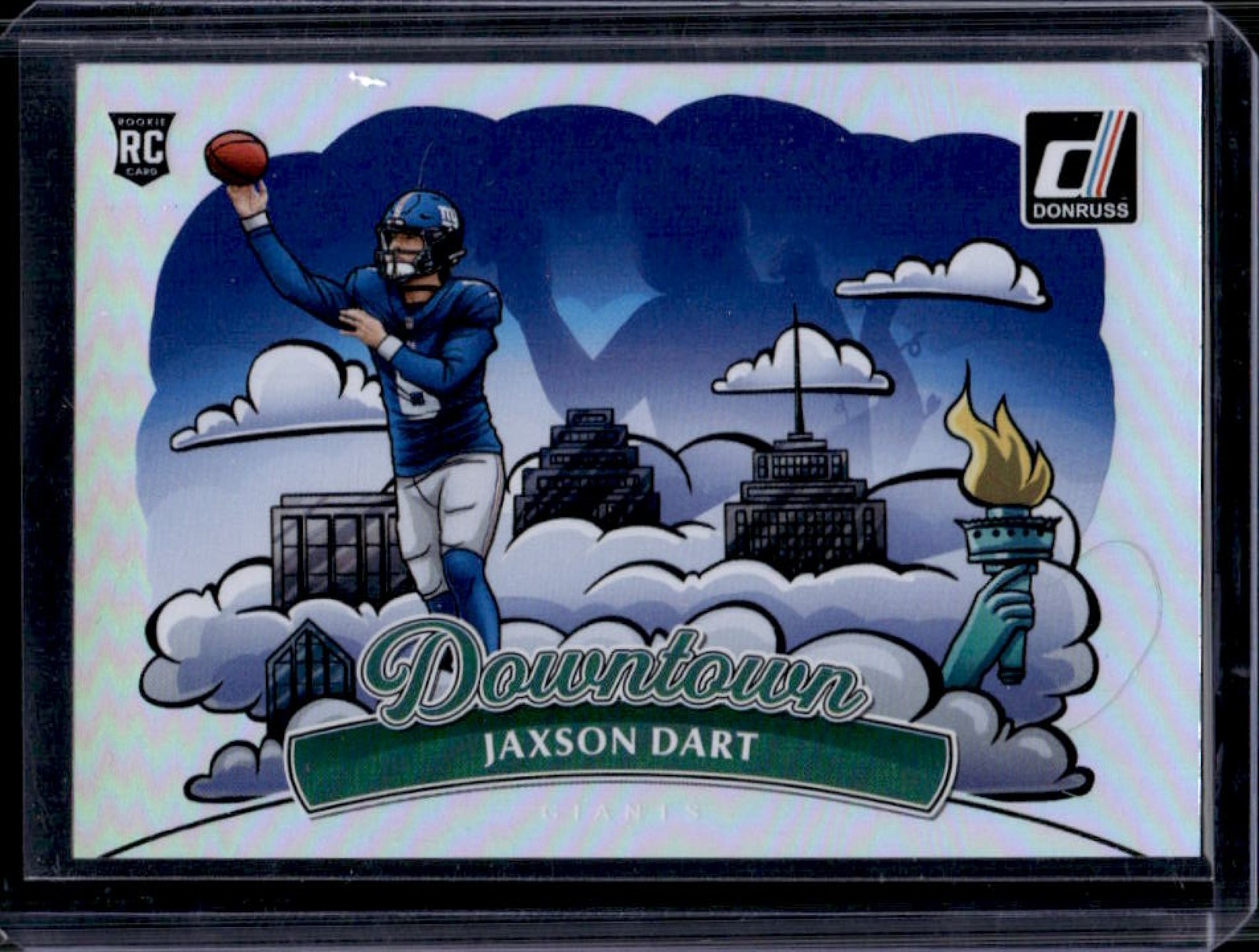2025 Panini Donruss Jaxson Dart Downtown! Horizontal SP RC Rookie #12 Giants