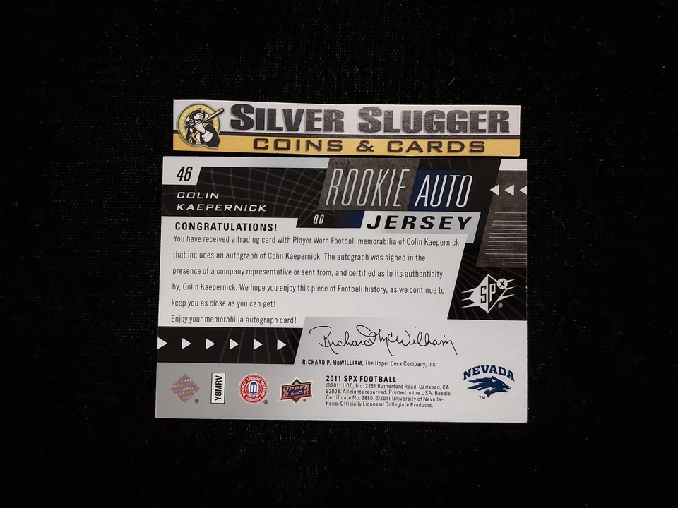 2011 Colin Kaepernick UD SPx Rookie Auto Jersey /150 Nevada Wolf Pack/ 49ers - Image 2 of 2