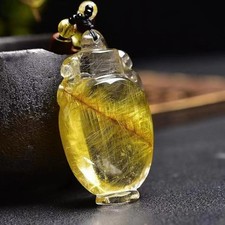 43 24 14MM Top Natural Rutilated quartz crystal mineral specimen Reiki Pendant