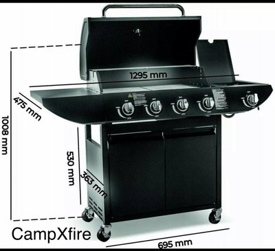 Deluxe Gas BBQ Grill Edelstahl 4 Brenner + 1 Seite Outdoor Grill Party