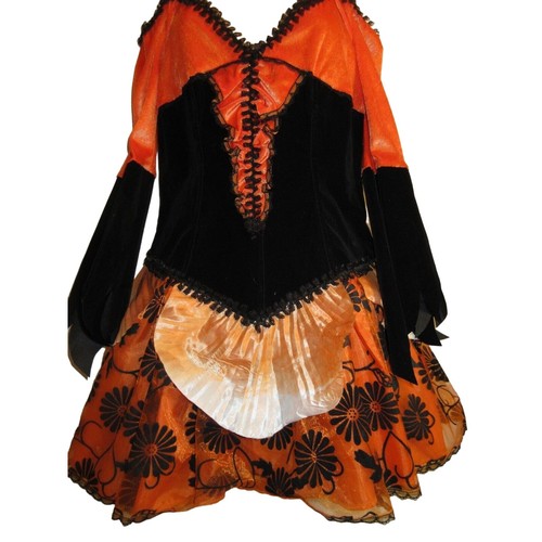 S/M Handmade Costume Orange Black Fairy Witch Sequin Corset Velvet TuTu UNIQUE - Picture 4 of 8