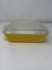 Vtg Pyrex 503-B Refrigerator Dish Primary Yellow 1.5 Qt w/Ribbed Lid 503-C