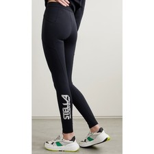 Stella Mccartney Navy Logo-print Scuba Tech Leggings Size 40 / 6-8 Small Pockets