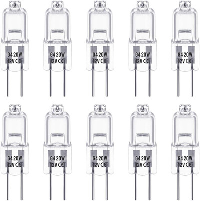 Techgoamde G4 Halogen Leuchtmittel 10Er Pack, Halogen 12V 20W, Dimmbar, 350LM, 3