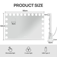 LED Hollywood Makeup Mirror Large Vanity Light Mirror with Dimmable LED Bulbs