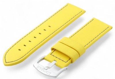 25mm Genuine LOCMAN Yellow Leather Grey Stitch Watch Strap Band & LOCMAN Buckle