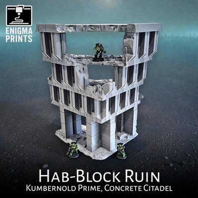 Hab-Block Ruine - 28mm 3D Printed Imperial Sci-Fi Tabletop Wargaming Terrain