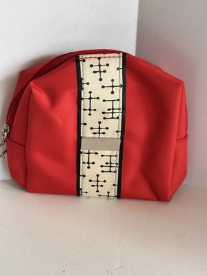 American Airlines Red Eames Dot Pattern Cosmetic Toiletry Bag Small Zipper Pouch