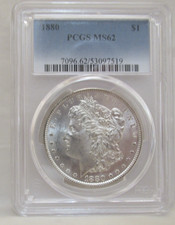 1880 Morgan Dollar $1 PCGS Graded MS62 in Plastic Holder !