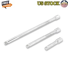 3pc 3/8in Socket Extension Set Durable Steel Chrome Finish Automotive Tool Set