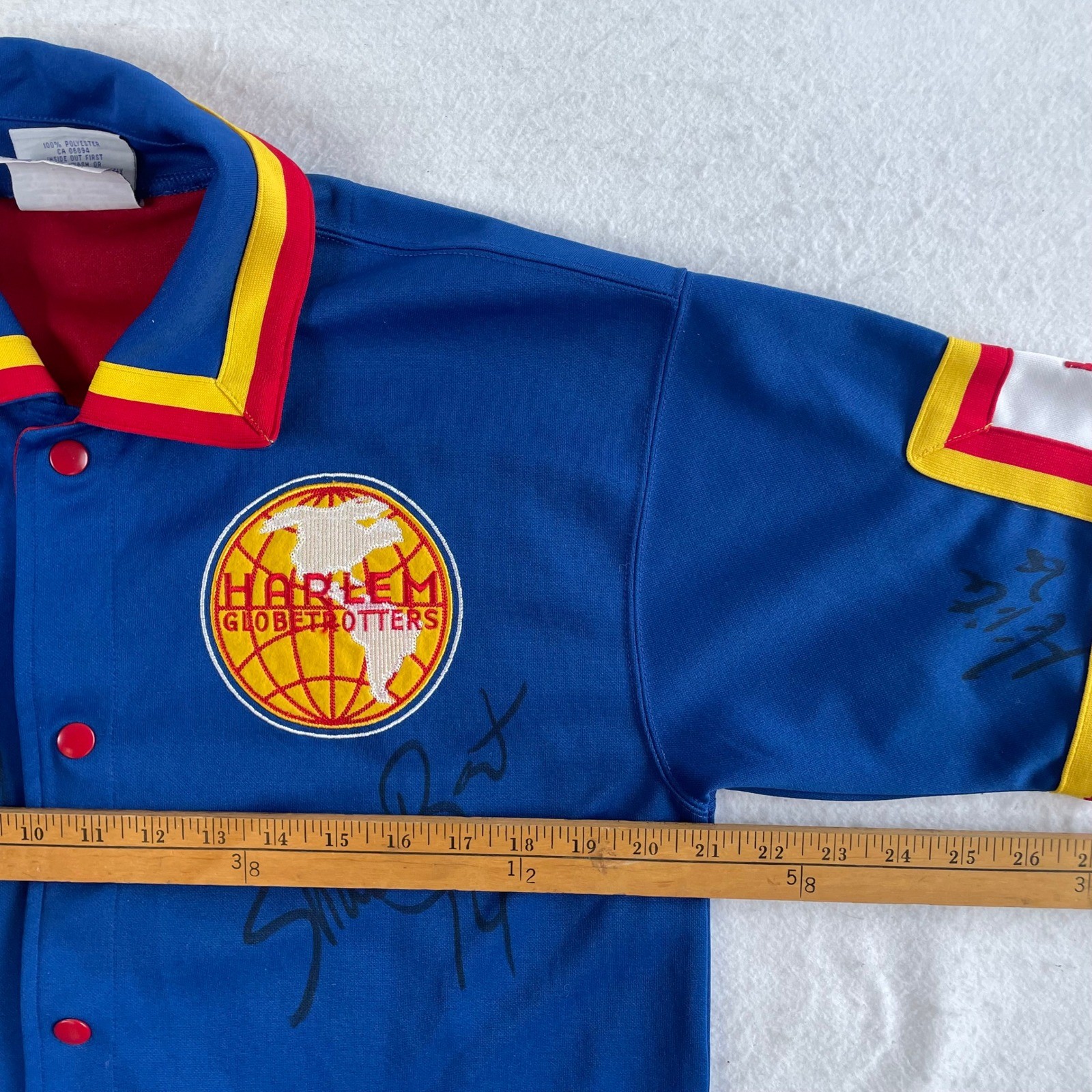 Platinum FUBU Harlem Globetrotters Jersey Medium Blue Signed Autographed Vintage image 5