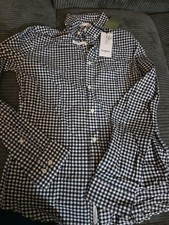 Goodfellow  Men's Long Sleeve Blue Checked Dress Shirt Size M Cotton Blend