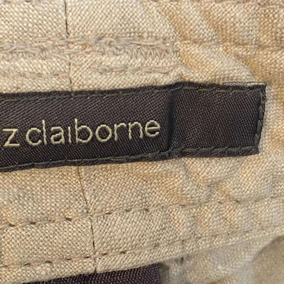 Liz Claiborne Women's Cargo Pants Size 16 Beige 100% Linen Casual Wide Leg Crop - Image 3 of 4