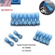 50/100PCS Heat Shrink Marine Grade Female Spade Connectors Terminals AWG 16-14