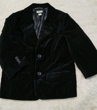 The Childrens Place Black Velvet Blazer Jacket Size 4T Boys Formal Suit Coat C3