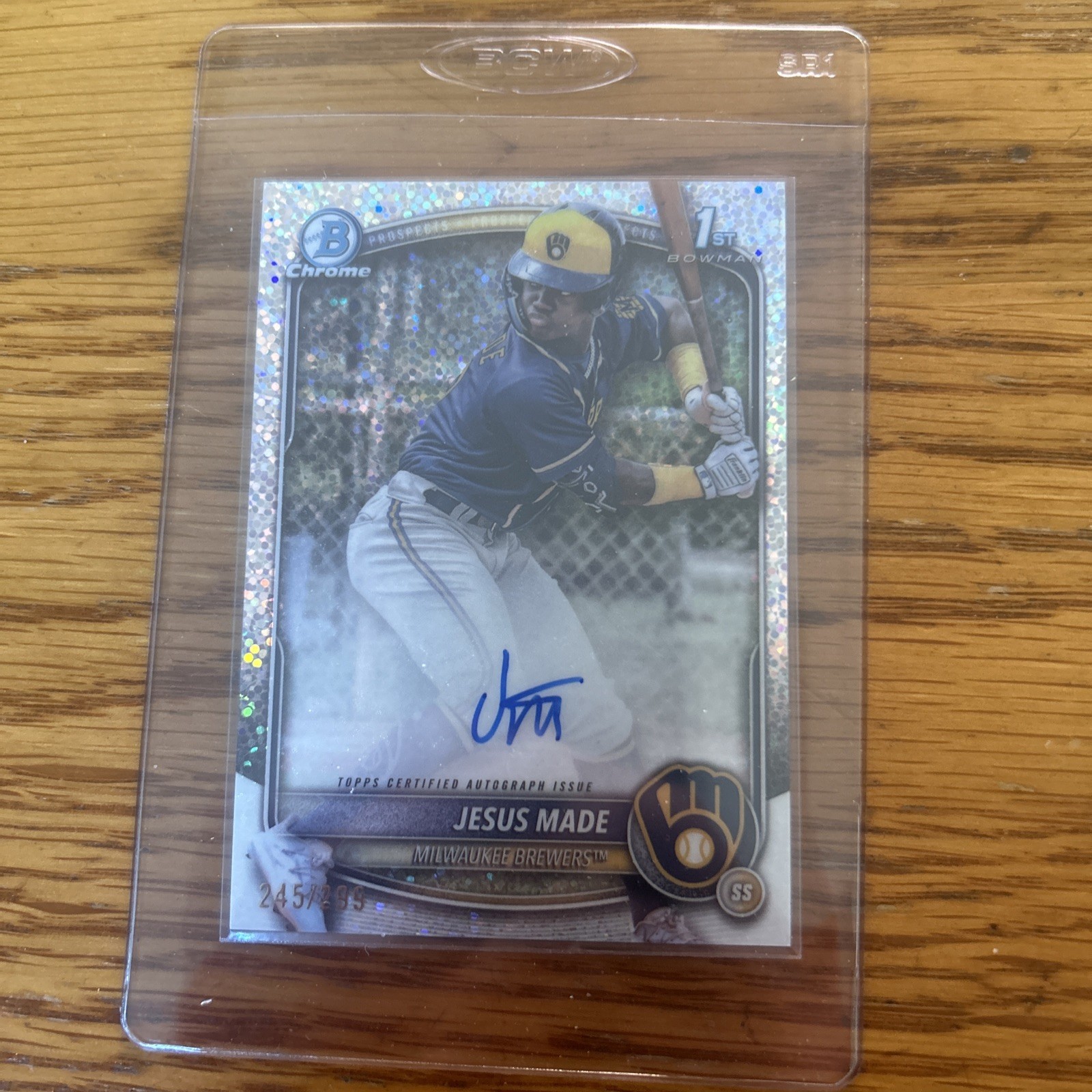 2025 Bowman Chrome Jesus Made #CPA-JM Speckle Refractor Auto /299 Brewers