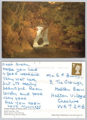 c43613 Joseph Wright of Derby Kunst Gemälde Postkarte 2000er Stempel