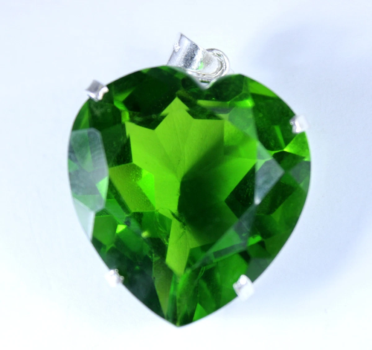 Collana Argento 925 Con Ciondolo Cuore E Peridoto Naturale AA - Catena 50 Cm - Gioiello Regalo