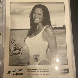 BEAUTIFUL STACY KAMANO BAYWATCH Hawaii 8X10 signed b&w Photo swimsuit