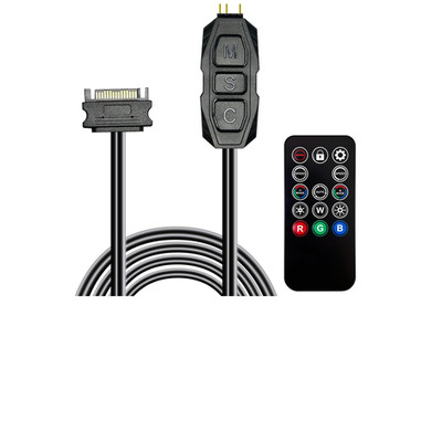 ARGB PC Fan Controller Kit with Splitter and Remote, SATA Power RGB Hub for Case