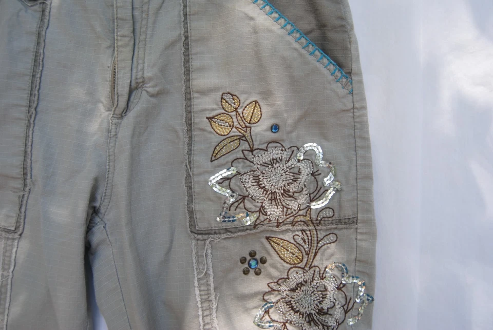 Pantalones Cortos Mary Kate & Ashley Niñas Verde Claro Ejército Con Lentejuelas Talla 16 Foto 3 de 4