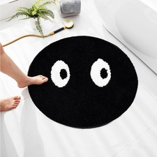 Funny Cute Eyes Bathroom Rugs Black White NonSlip Washable Mat 23.5 Inch