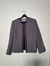 Tahari Arthur S. Levine Open Coat Blazer Womens 10 Purple Geometric Lined Office