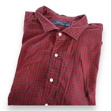 Polo Ralph Lauren Shirt Mens 4XB Big Red Plaid 100 Cotton Easy Care