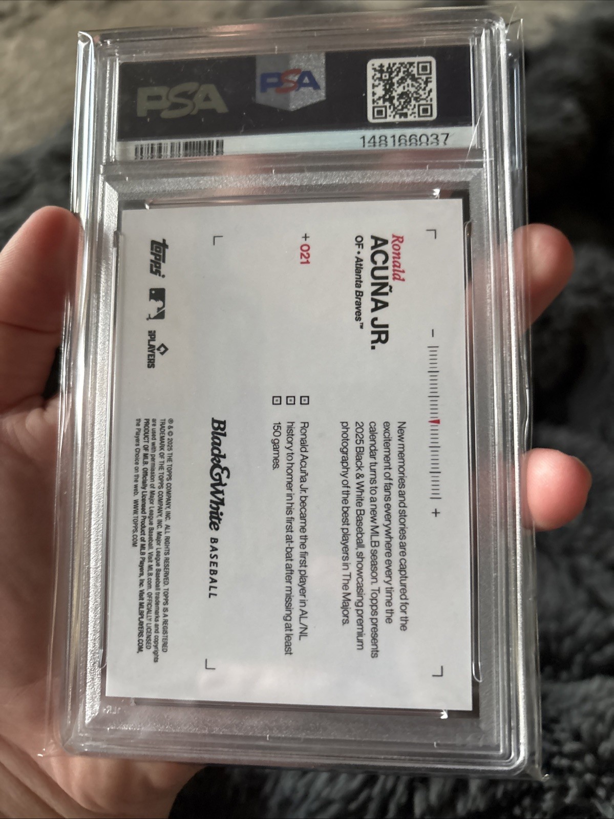 Ronald Acuna Jr. Topps Black In White /25 SSP PSA 10 Purple Atlanta Braves view 7