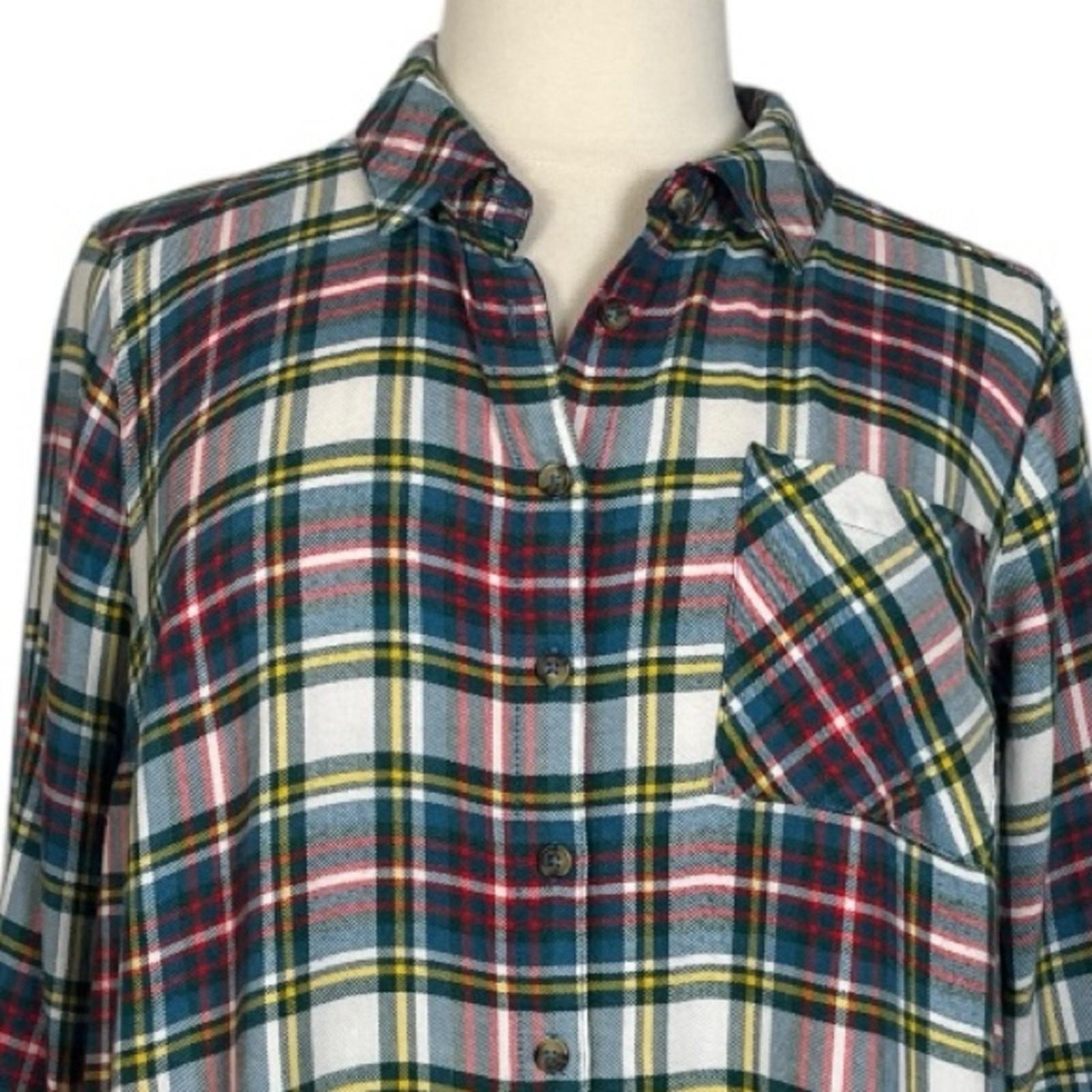 Torrid Button Down Collared Soft Flannel Red Gree… - image 5