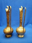 Vintage Set of 2 Solid Brass Slim 10.5" Tall Pitchers Etched - World Gift India — photo 4