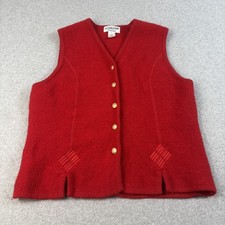 Vintage Pendleton Sweater Vest Women Large Red Wool Button Embroidered Heritage