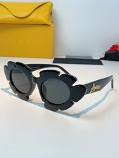 Loewe Flower Oval Sunglasses Black Acetate Frame Dark Grey Lens LW40088U