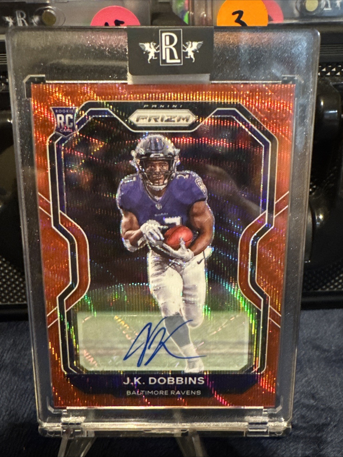 2020 Panini PrizmRookie J.K. Dobbins #379 Red Wave Prizm Autographs /149 (AU, RC