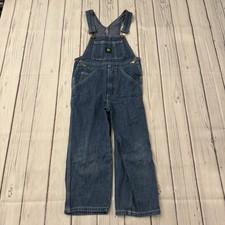 John Deere Blue Denim Kids Youth Overalls Size 6