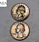 (2) 1958 Washington Quarter Set/Lot ~ Gem BU Rainbow Toned End Coins (ZQL37)