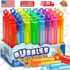 32 Pcs 8 Colors Neon Bubbles Party Favors For Kids, Mini Star Bubble Wand Bul...