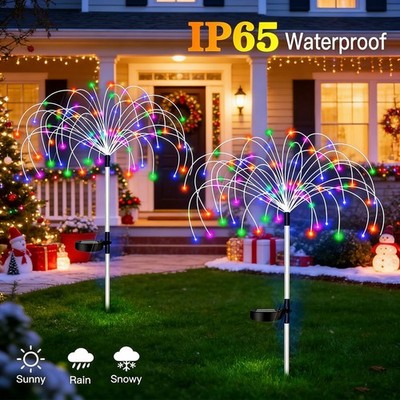 Firework Solar Lights Outdoor Waterproof Path Lawn Yard Garden Decor LED Lamp